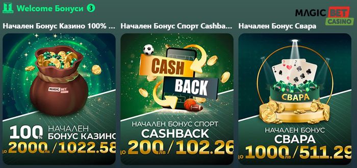 MagicBet Видове начални бонуси