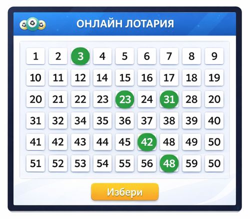 диаграма на числова онлайн лотария с избрани числа